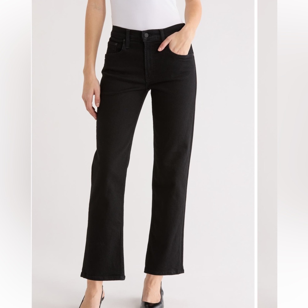 MOTHER Newbie Hover Jeans Straight Leg in Nighty Night Black